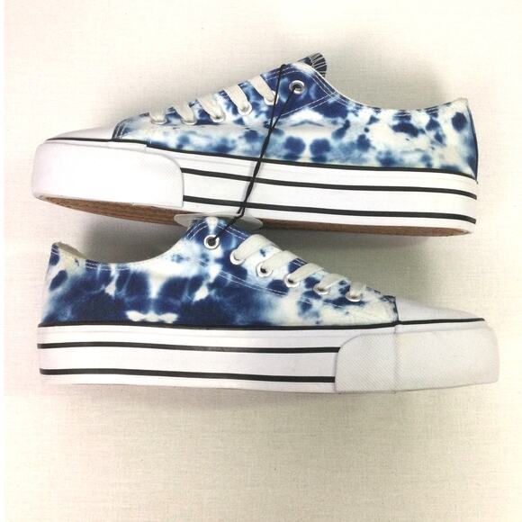 C &C California Blue Tie Dye Platform Lace Up Fashion Sneaker Women's 11M - Picture 7 of 14
